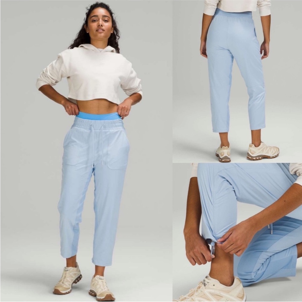 Lululemon Beyond the Studio Crop Blue Linen colorway size 10